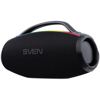 2.1 portable speaker SVEN PS-399, black, power output 50+2x25W (RMS), Auracast, Waterproof (IPx5), TWS, Bluetooth, USB, lithium battery