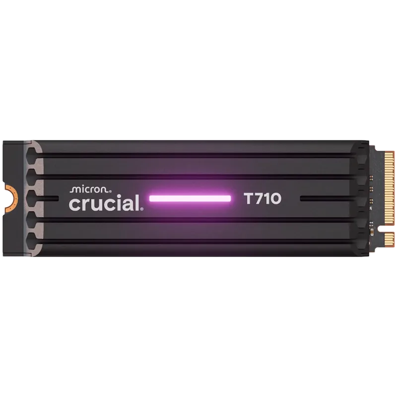 CRUCIAL T710 2TB PCIe Gen5 NVMe M.2 2280 SSD up to 14500 MB/s read and 13800 MB/s write, with heatsink