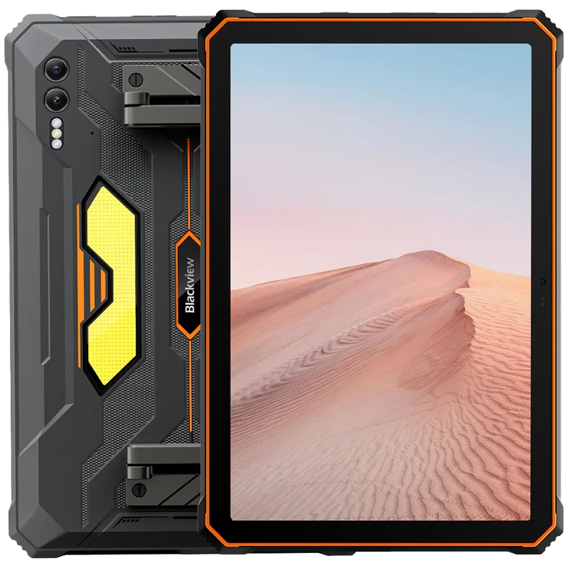 Blackview Rugged Tab Active 10 Pro 10.95-inch FHD+IPS 1920x1200 90Hz Corning 3th 12GB/512GB MT6878 Octa-core 2.5GHz 50MP Front/108MP+20MP Rear Camera infared nught vision 30000mAh NO Charging Android 14 up to 15 NFC Camping lights MIL-STD-810H Orange