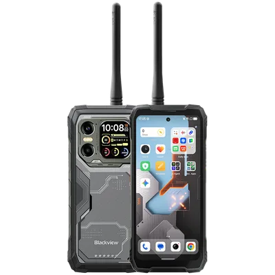 Blackview XPLORE 1 Walkie-talkie 22km 5G Rugged Phone 6.78-inch FHD 2460x1080 120Hz+2.01-inch 296x240 12+256GB MTK Dimensity 7050 octa-core 2.4Ghz Cam 50+64MP+20MP Night Vision 20000mAh NFC Gorilla Glass 5 Android 15 MIL-STD Black