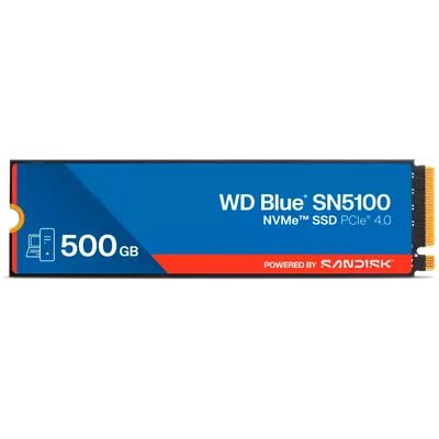 SSD|SANDISK|300xTBW rating|MTBF 1750000 h|Read speed 6600 MB/s|Write speed 5600 MB/s|NVMe Yes|PCI Express 4.0|M.2|500 GB|POWERED BY SANDISK|Blue SN5100|WDS500G5B0E-00CPE0