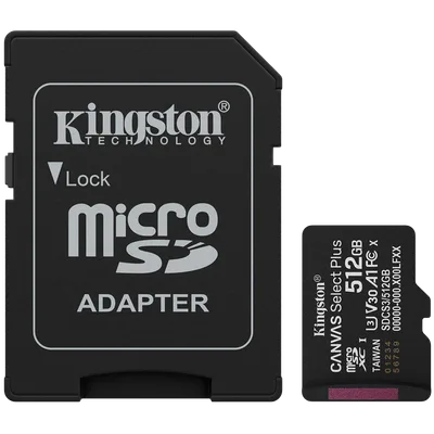 Kingston 512GB microSDXC Canvas Select Plus Gen3 150MB/s A1 Card + Adapter