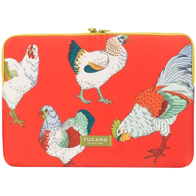 TUCANO SLEEVE SCHIZZO MacBook Air 15/ Laptop 13/ Laptop 14, FAUNA GALLINE ORANGE