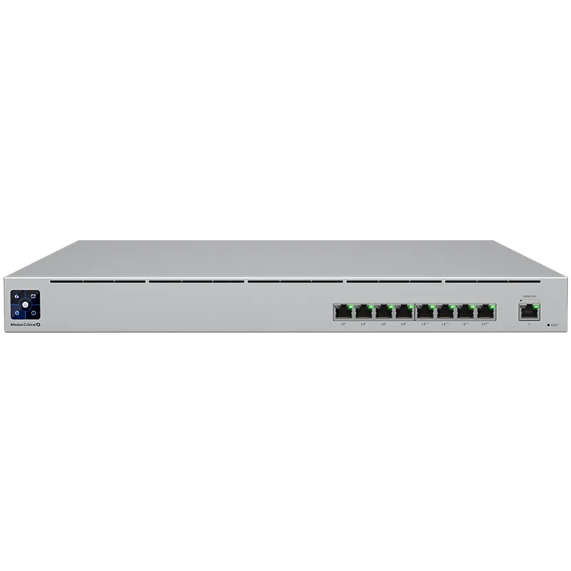 Ubiquiti USW-Mission-Critical switch with integrated 368Wh Lithium-ion battery, capable of providing uninterruptible power for 8 devices.