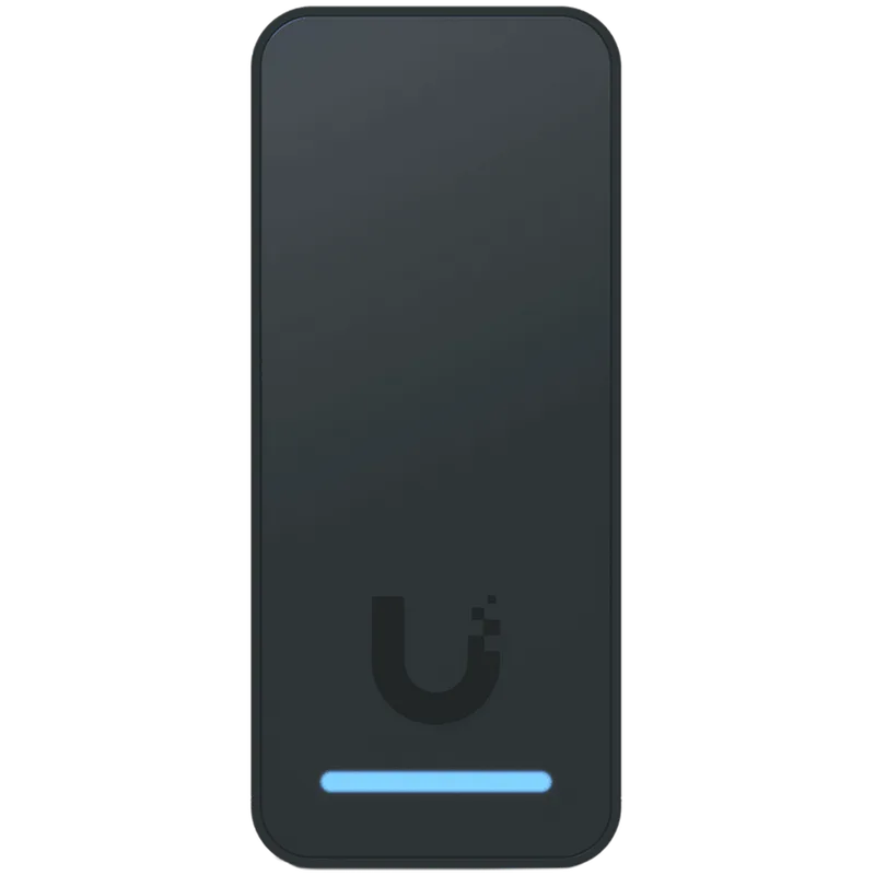 Compact, second-generation NFC card reader and request-to-exit device that supports hand-wave door unlocking.
