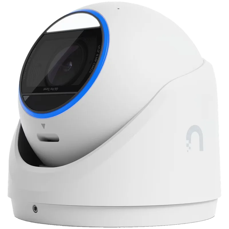 Ubiquiti UVC-G6-Pro-Turret-W All-weather tamper-resistant 4K PoE+ camera with a Multi-TOPS AI engine, 2.36x optical zoom, and a large 1/1.2" CMOS sensor for exceptional low-light clarity and long-range IR night vision