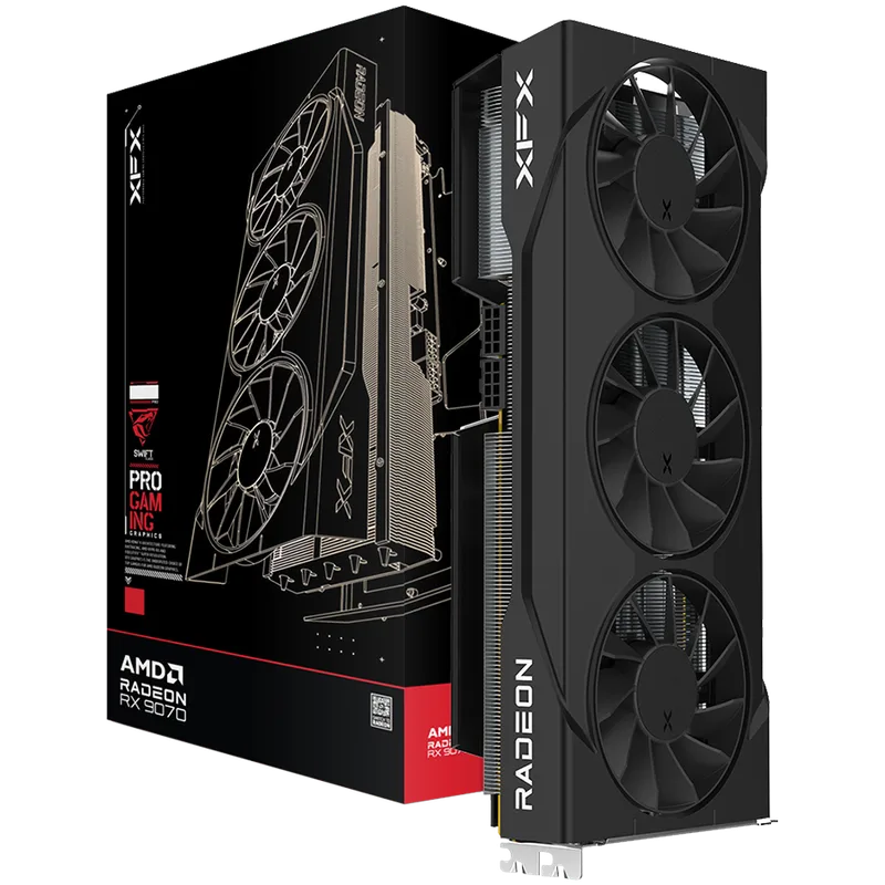 XFX Swift AMD Radeon RX 9070 GRE Triple 90mm Fan Gaming, 12GB GDDR6 192bit, 2790MHz / 18Gbps, HDMI 3xDP, AMD RDNA 4, 3 fan, 2 slot, WHITE