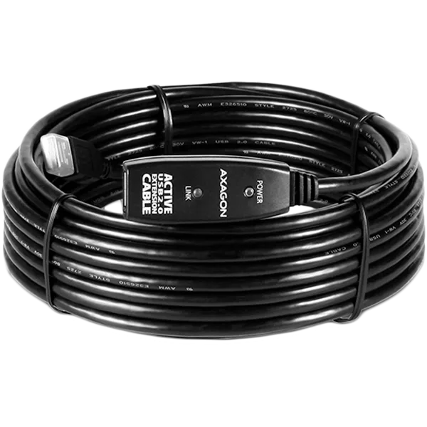 Active extension USB 2.0 A-M> A-F cable, 10 m long. Power supply option.