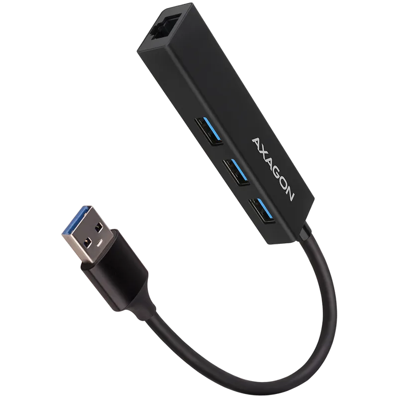 AXAGON HMA-GL3A 3x USB-A + GLAN, USB3.2 Gen 1 hub, metal, 20cm USB-A cable