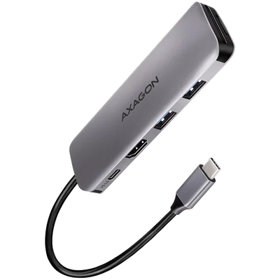 Multiport USB 3.2 Gen 1 hub. HDMI, card reader and Power Delivery. 20 cm USB-C cable.