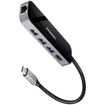 Axagon Multiport USB 3.2 Gen 1 hub. HDMI, Gigabit LAN and Power Delivery. 20 cm USB-C cable.