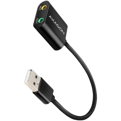 Axagon USB sound card with 15 cm cable and metal body.