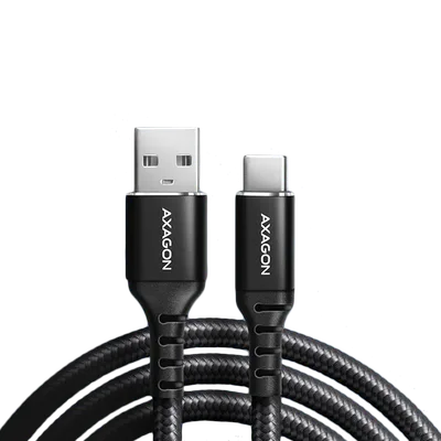 Axagon Data and charging USB 2.0 cable length 1 m. 3A. Black braided.