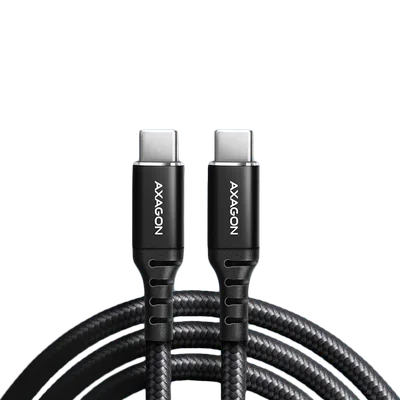 Axagon Data and charging USB 2.0 cable length 2 m. PD 60W, 3A. Black braided.