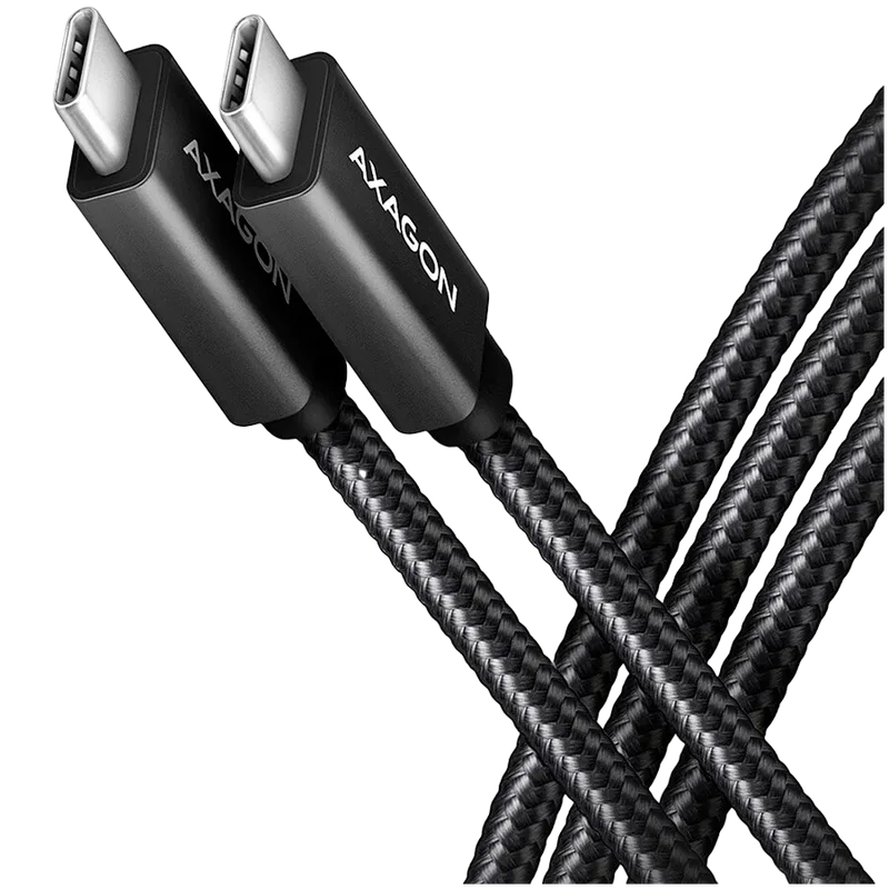 Axagon Data and charging USB 480Mbps cable length 2 m. PD 240W, 5A. Black braided.