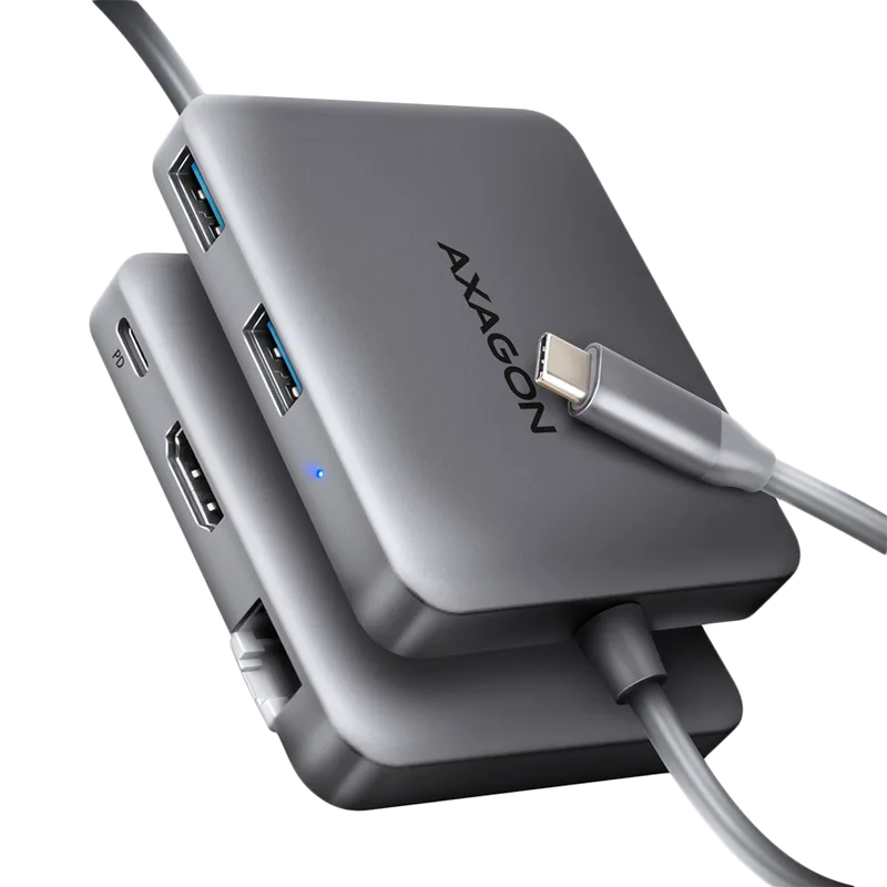 AXAGON HMC-5HL USB 5Gbps hub, 2x USB-A, HDMI 4k/60Hz, RJ-45, PD 100W, 20c