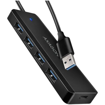 AXAGON HUE-C1A 4x USB3.2 Gen 1 Travel hub, USB-C power IN, w. 20cm Type-A cable