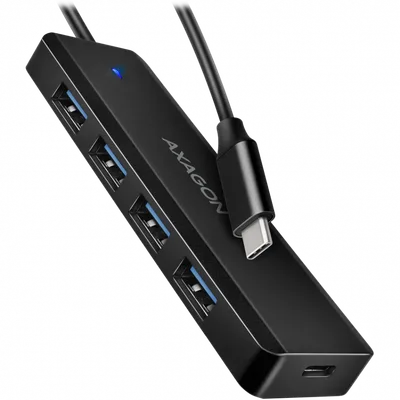 AXAGON HUE-C1C 4x USB3.2 Gen 1 Travel hub, USB-C power IN, w. 20cm Type-C cable
