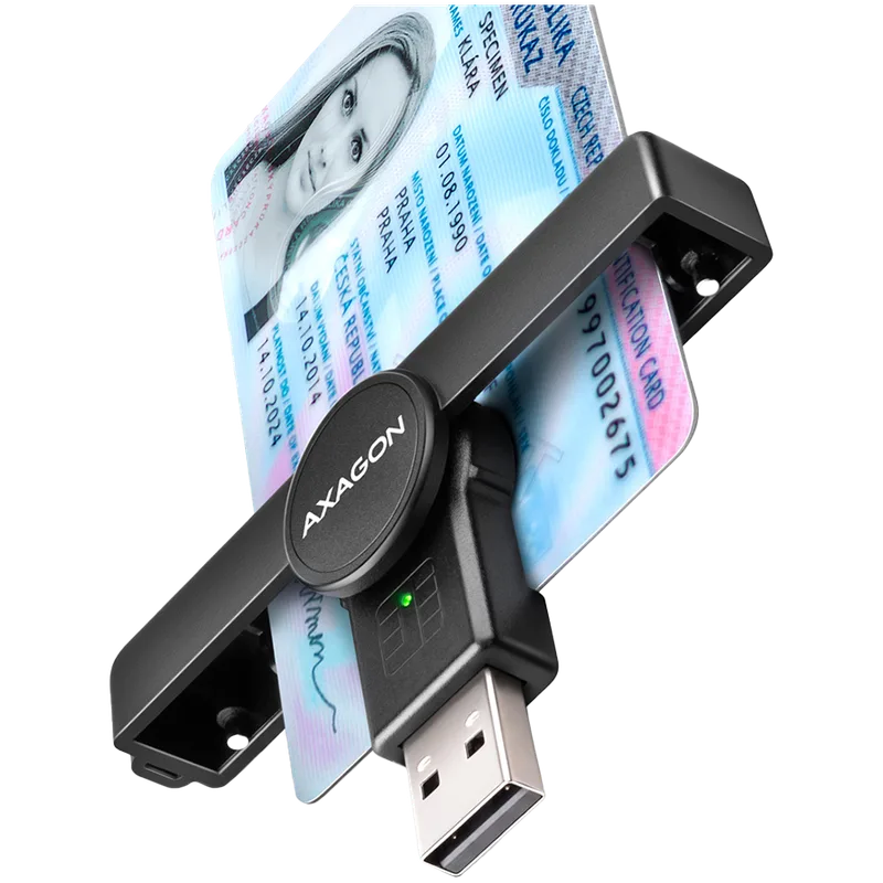 Axagon Foldable pocket USB-A contact Smart / ID card reader.