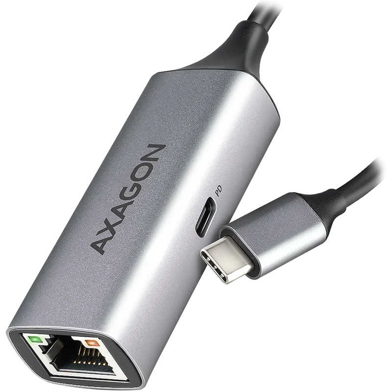 AXAGON ADE-TXPD USB-C USB3.2 Gen 1 -  Gigabit Ethernet + PD 100W, Switch comp., metal, grey