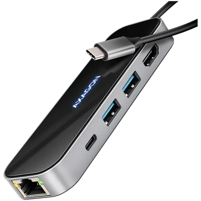 AXAGON HMC-6GLN 2x USB-A 5Gbps, 1x USB-C 5Gbps, 4K/60Hz HDMI, RJ-45, USB 3.2 Gen 1 hub, PD 100W, 20cm USB-C cable
