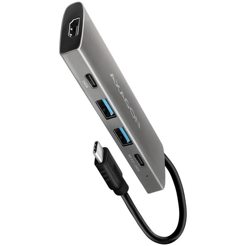 AXAGON HMC-5G21 2x USB-A + 2x USB-C + HDMI 4K/30Hz, USB-C 3.2 Gen 2 10Gbps hub, PD 60W, 13cm USB-C cable