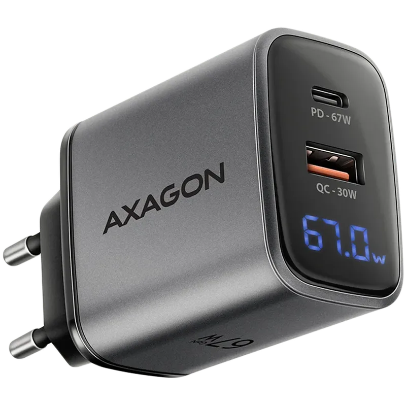 ACU-PQ67D PD3.0 & QC4+2xOUTPUTS, LCD display, wall charger 67W