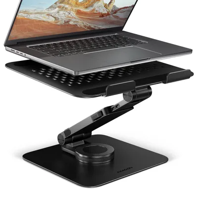 STND-LRB Aluminum stand with 360 rotation for laptops 10-17.3. Adjustable height and angle. Black.
