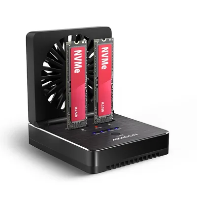 ADSA-M2C22 USB-C 20Gbps docking station for 2x M.2 NVMe/SATA SSD with disk cloning function without PC