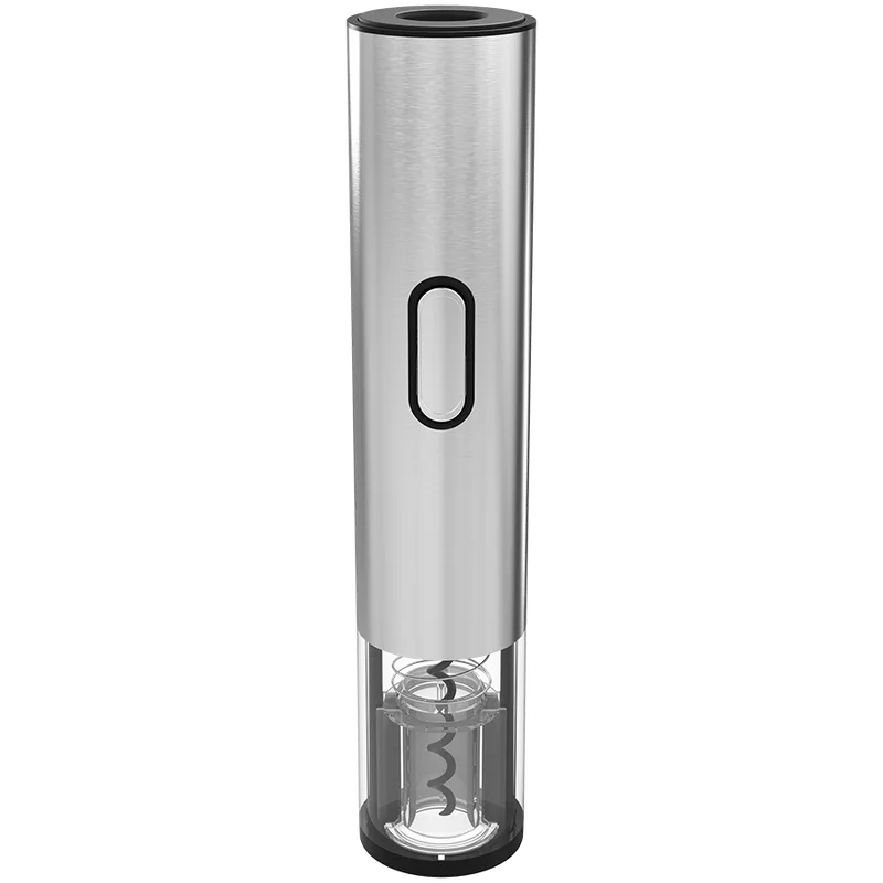 Prestigio Garda, smart wine opener, simple operation with 2 buttons, aerator, vacuum stopper preserver, foil cutter, opens up to 50 bottles wihout recharging, premium design, 500mAh battery, Dimensions D 17mm* H 290mm* W100 mm, silver color.