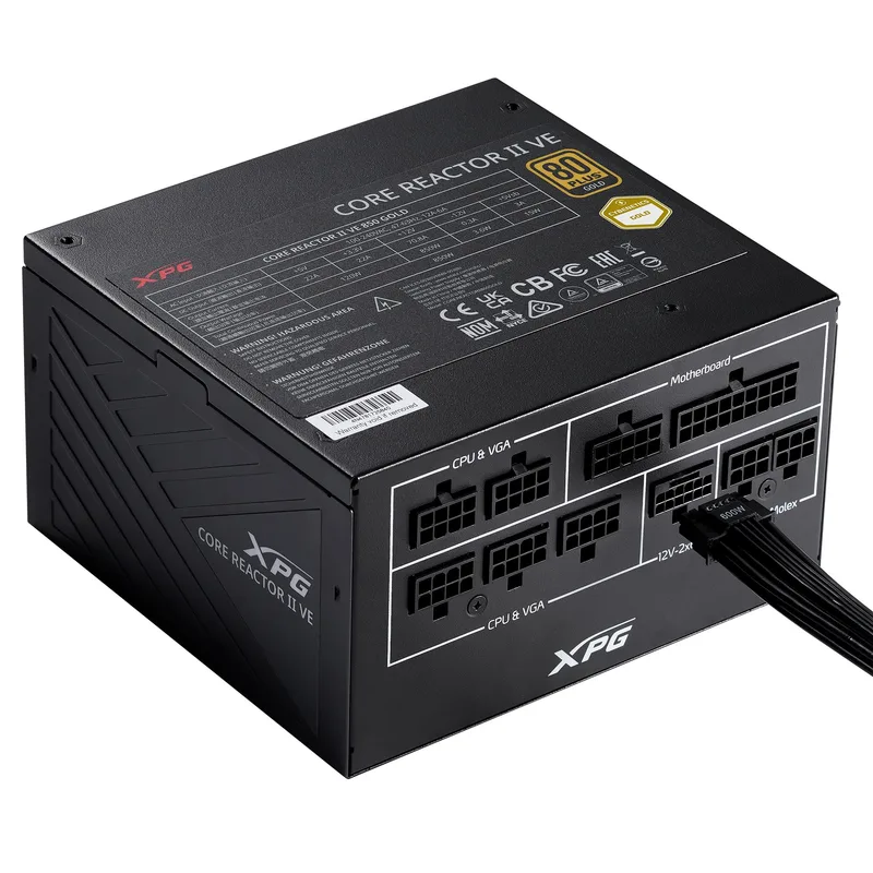 Power Supply|ADATA|CORE REACTOR II VE|750 Watts|Efficiency 80 PLUS GOLD|PFC Active|MTBF 100000 hours|COREREACTORIIVE750G-BKCEU